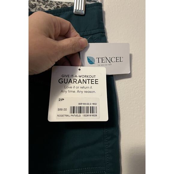 ATHLETA Ridgetrail Pants Women’s 2 Petite Teal Green Cotton Lyocell NWT - Picture 4 of 12